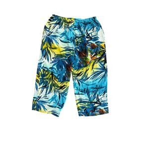 Vintage Jams World Women's Palm Print Drawstring Wide Leg Crop Pants Size M